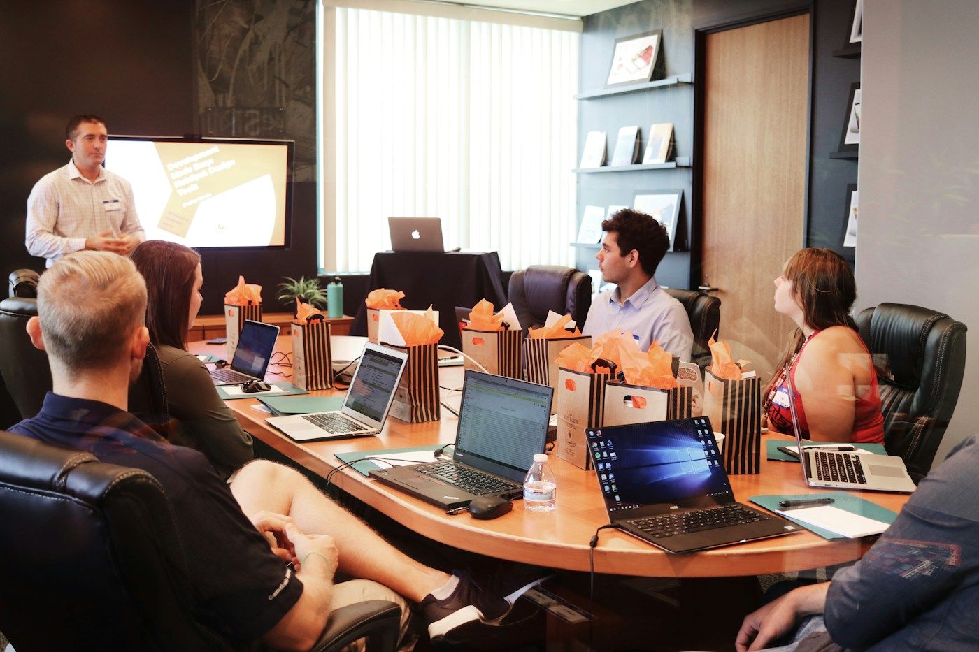 People talking in an office